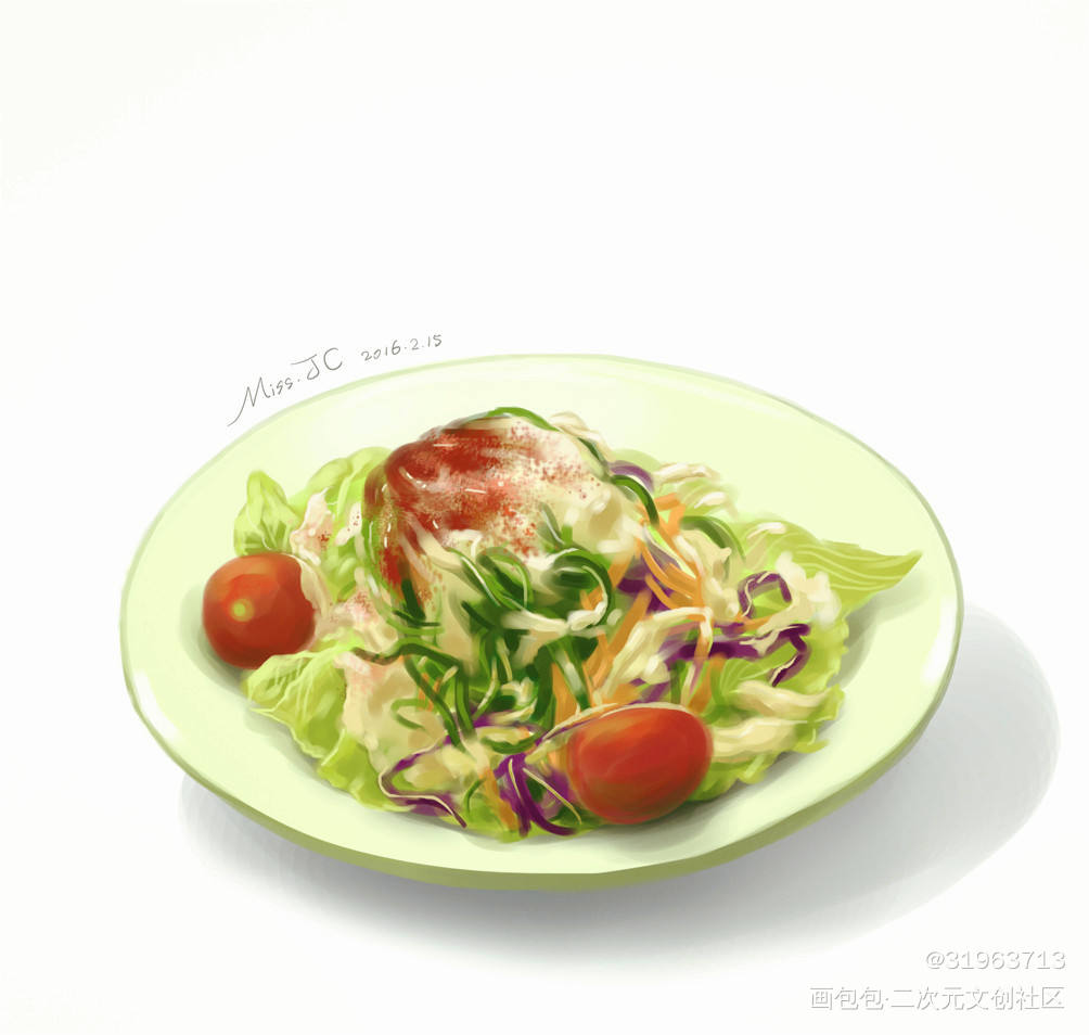 食绘-沙拉_轻写实美食食物插画个人习作绘画作品