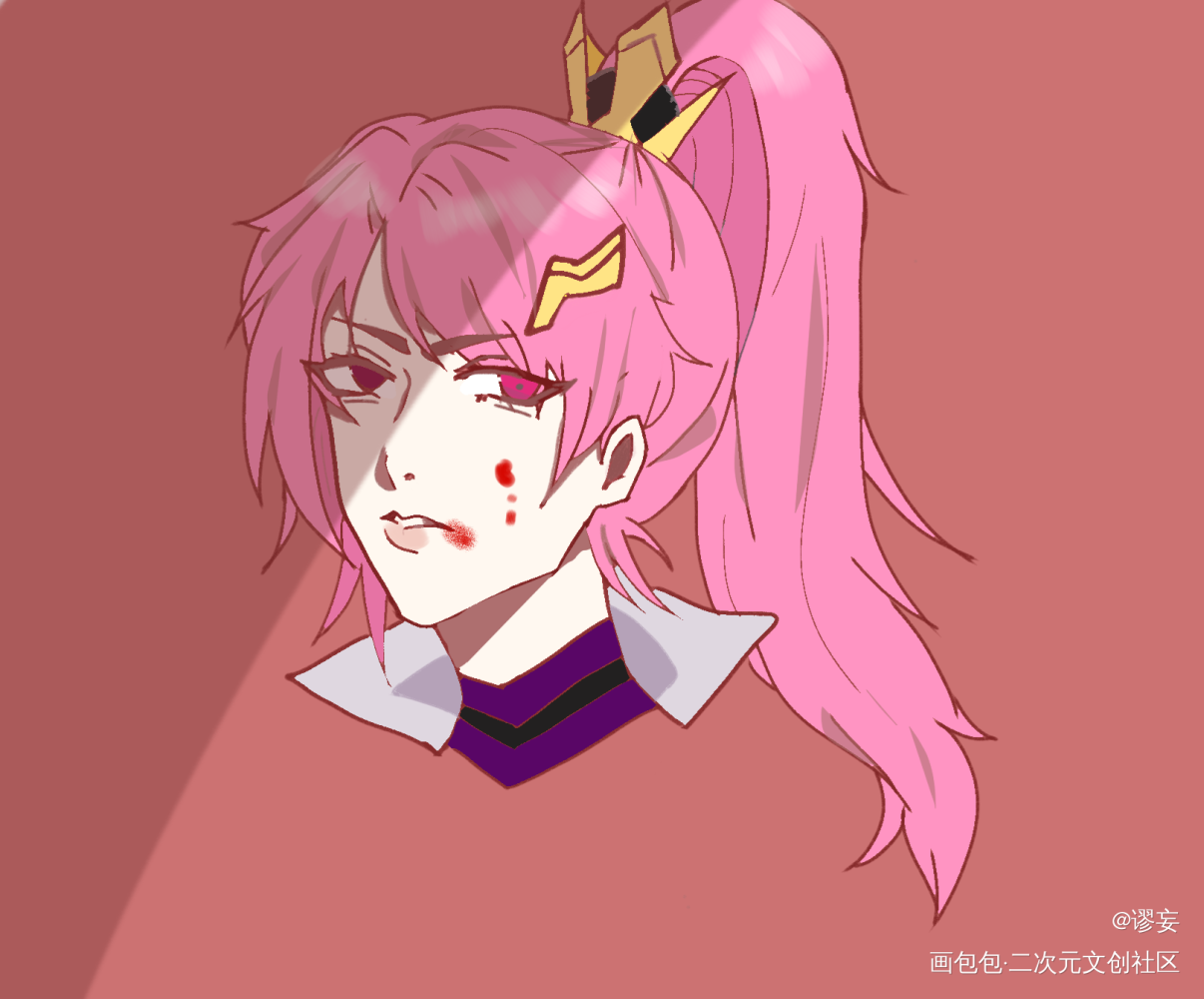 上色＋线稿试水的花木兰_王者荣耀花木兰平涂头像绘画作品