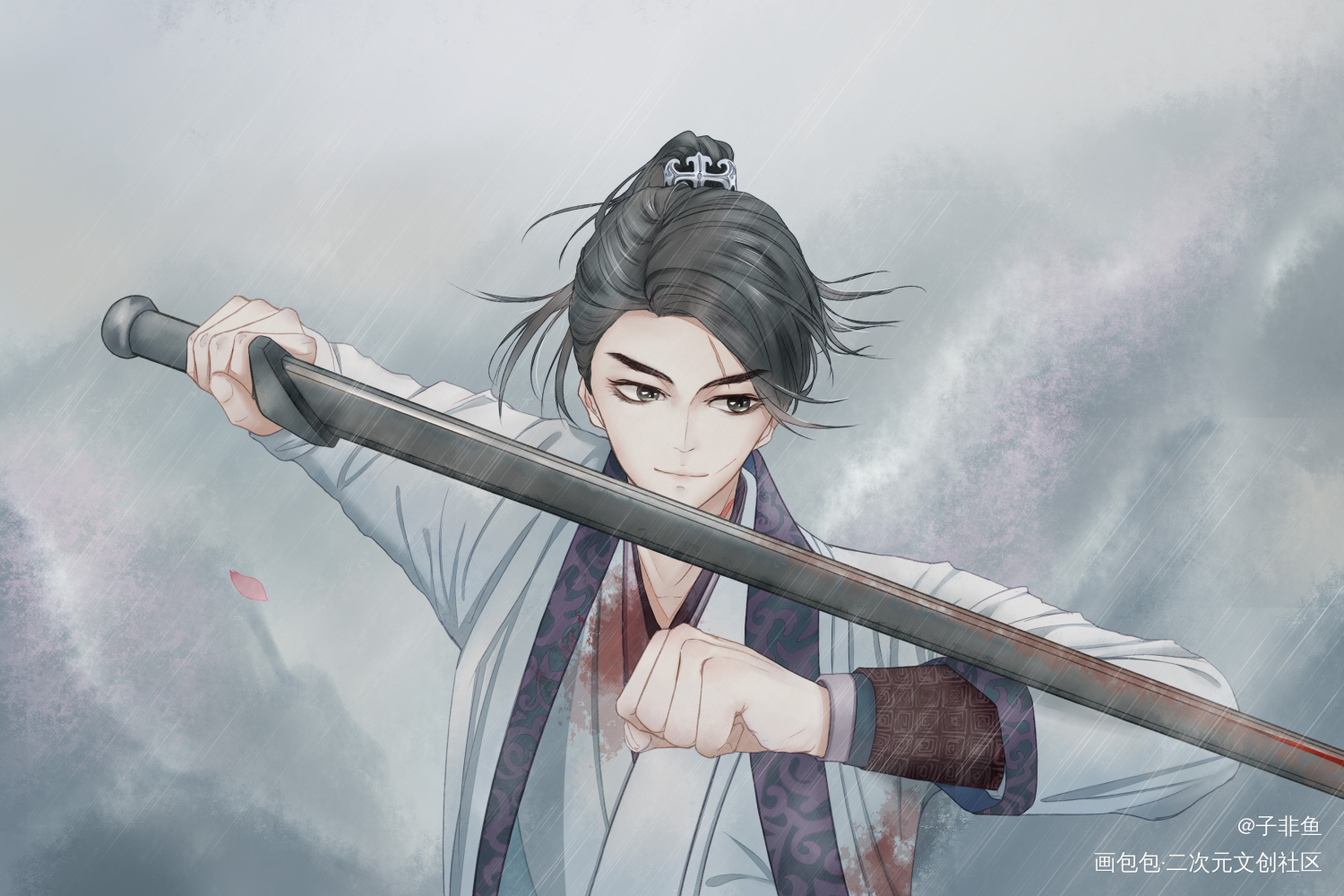 最后一战_江小鱼古风人物平涂头像插画新绝代双骄绘画作品