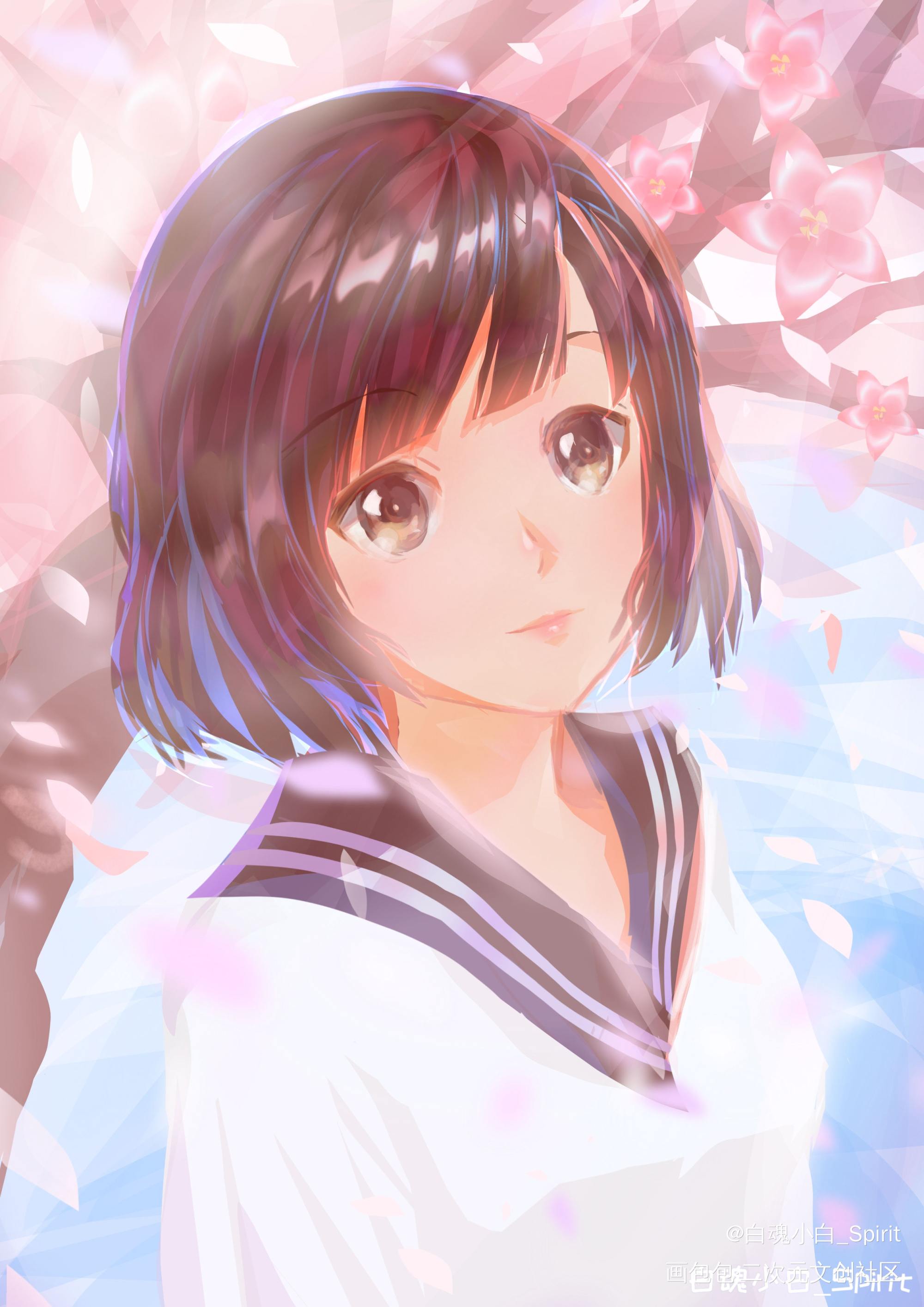 学院少女_日系我要上首推少女头像插画二次元少女绘画作品