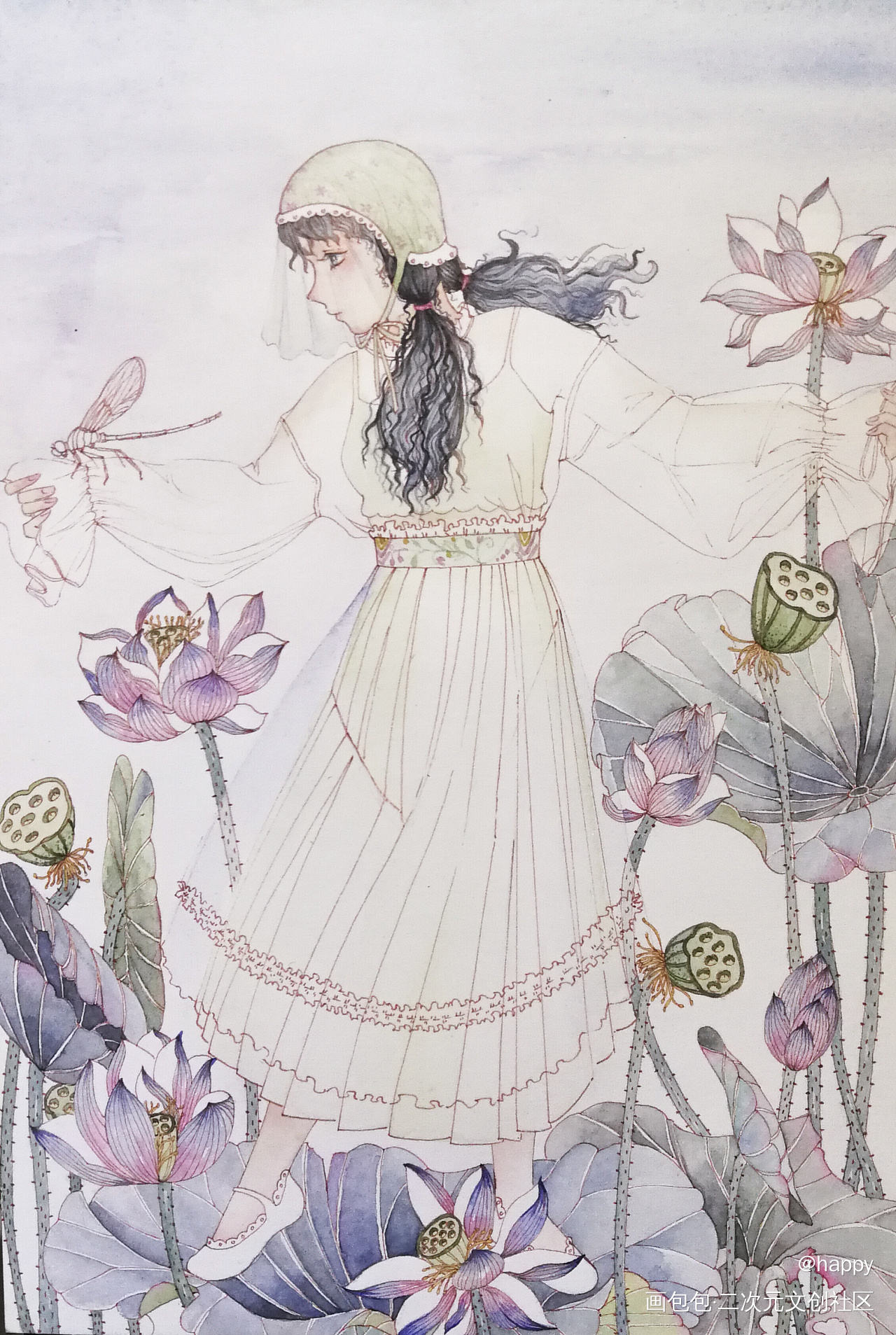 立夏_水彩求配文插画原创绘画作品