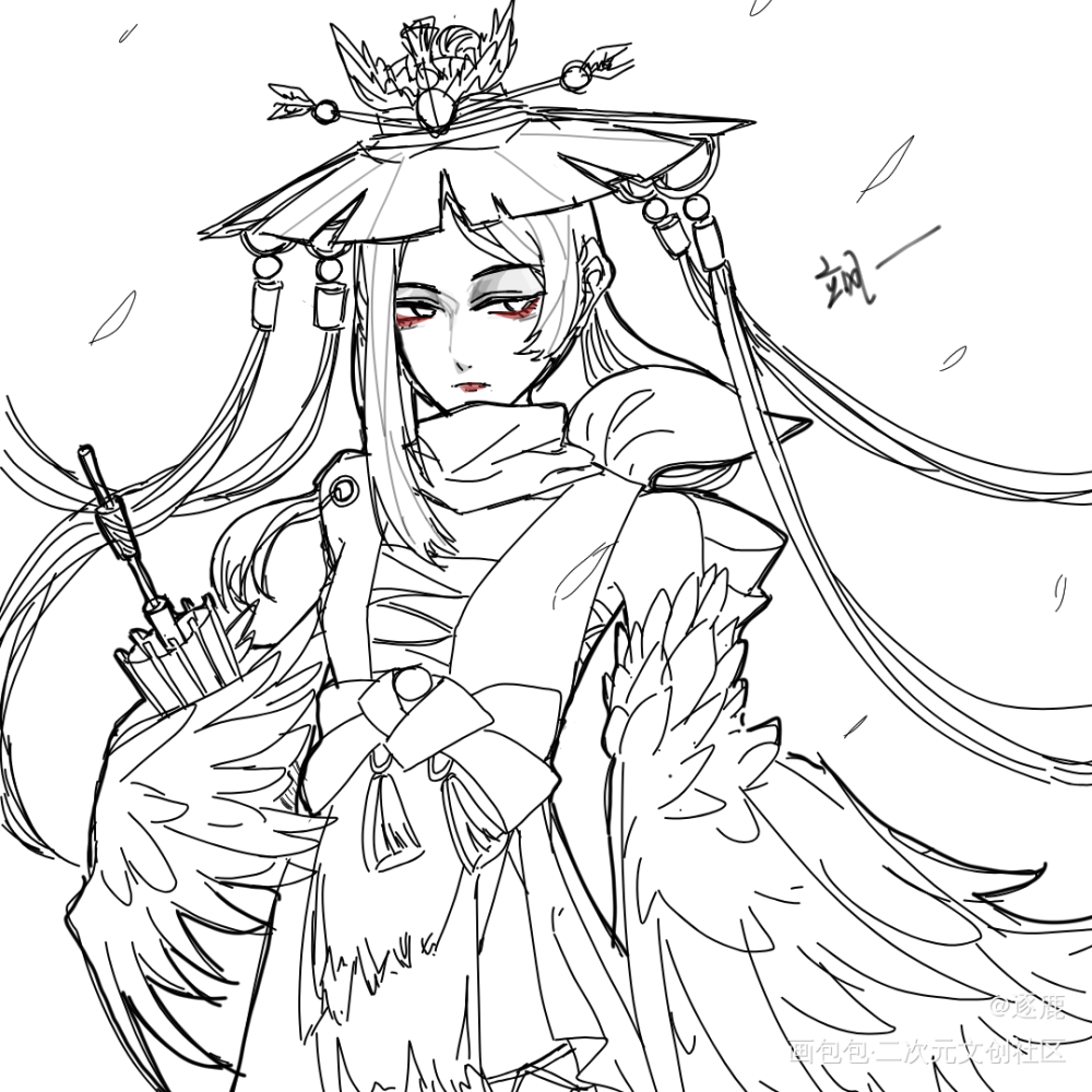 阴阳师姑获鸟手绘图片