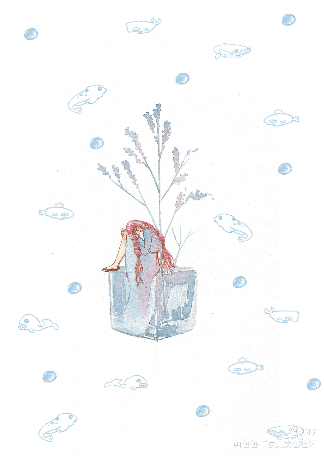 夏日清爽_水彩插画原创绘画作品