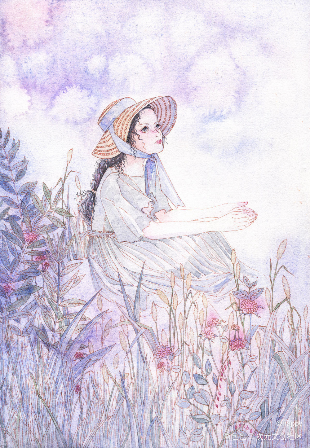静静的等着你_水彩求点评求配文我要上首推插画原创绘画作品