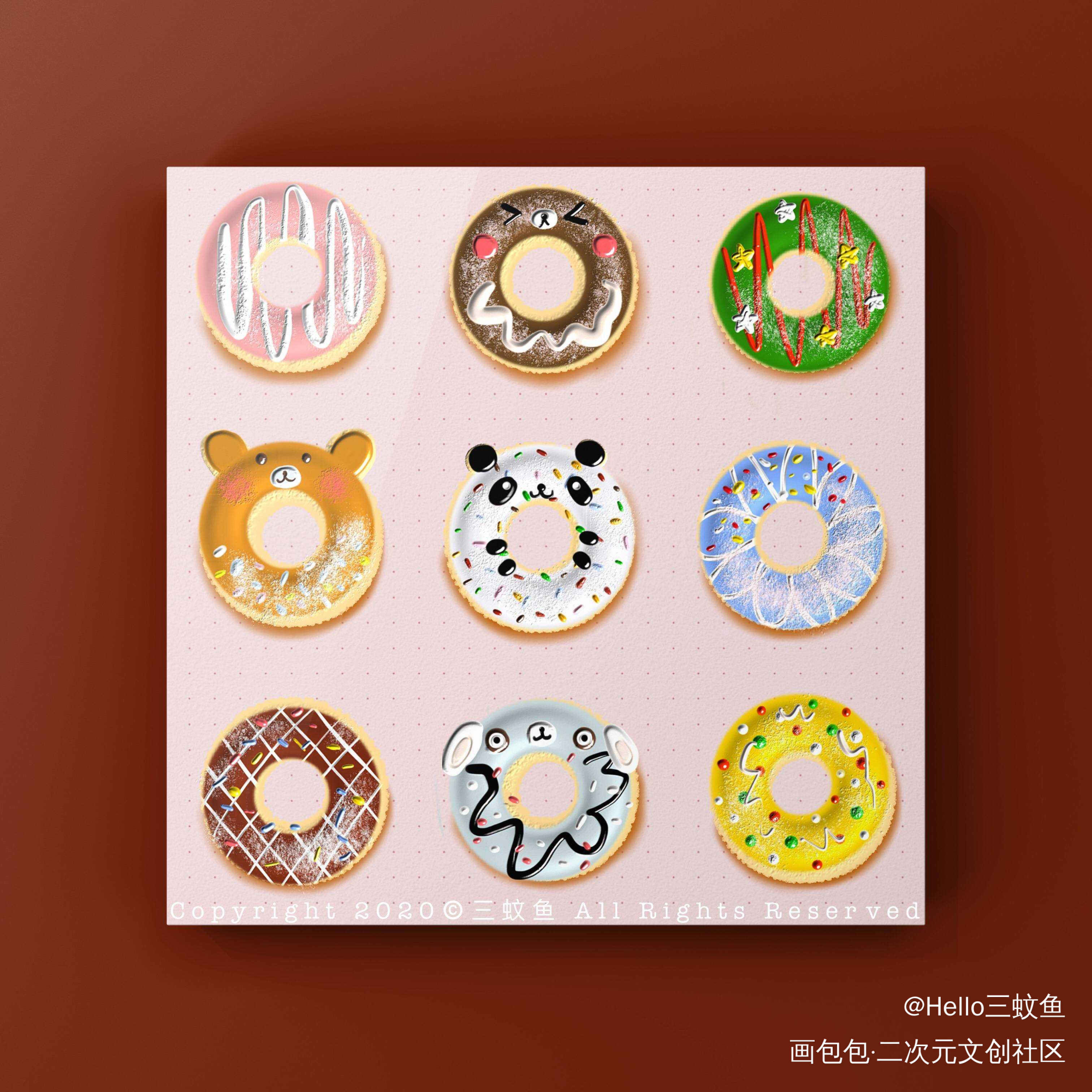 甜甜圈与早餐～_甜甜圈可爱Q版我要上首推插画早餐原创绘画作品
