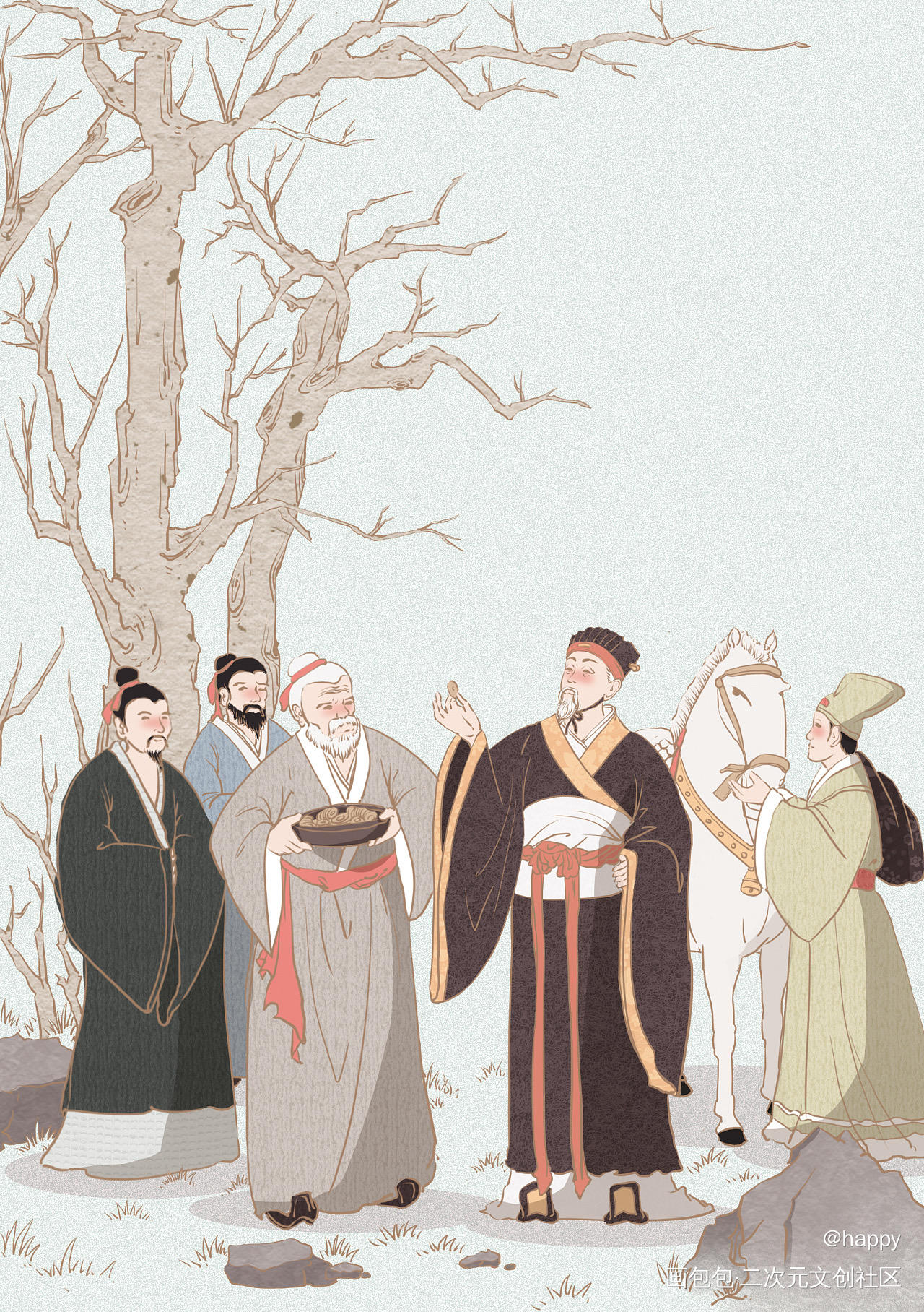 中华传统文化_古风人物平涂插画原创绘画作品
