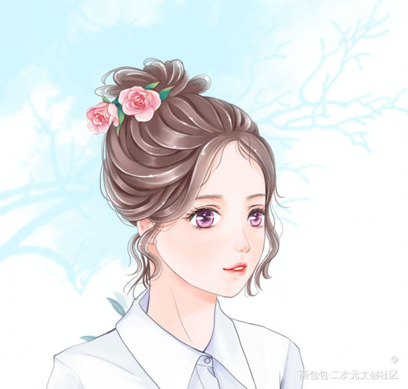 弹尤克里里_厚涂平涂日系插画原创绘画作品