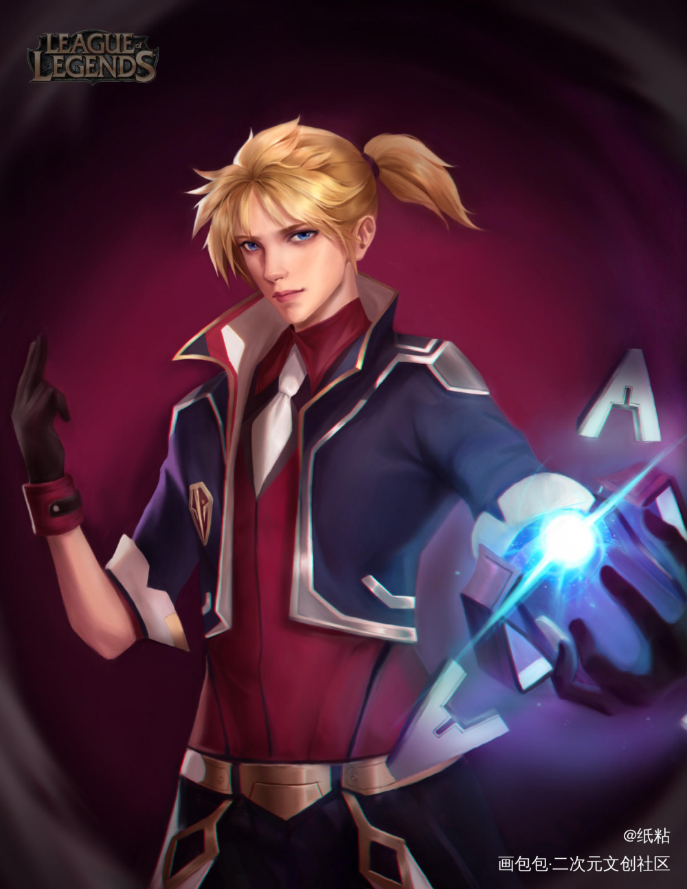 Ez_英雄联盟伊泽瑞尔韩系厚涂卡牌我要上首推头像插画lol，英雄联盟绘画作品