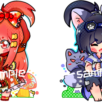 是参企划的周边稿_凹凸世界呆毛姐弟埃米艾比q版周边设计绘画作品