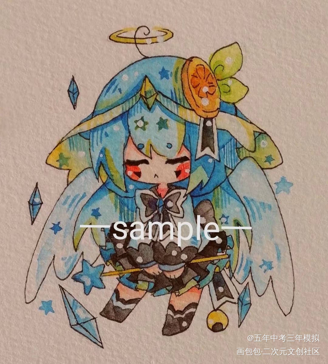 一些有cp向的稿_凹凸世界凯莉安莉洁Q版头像绘画作品