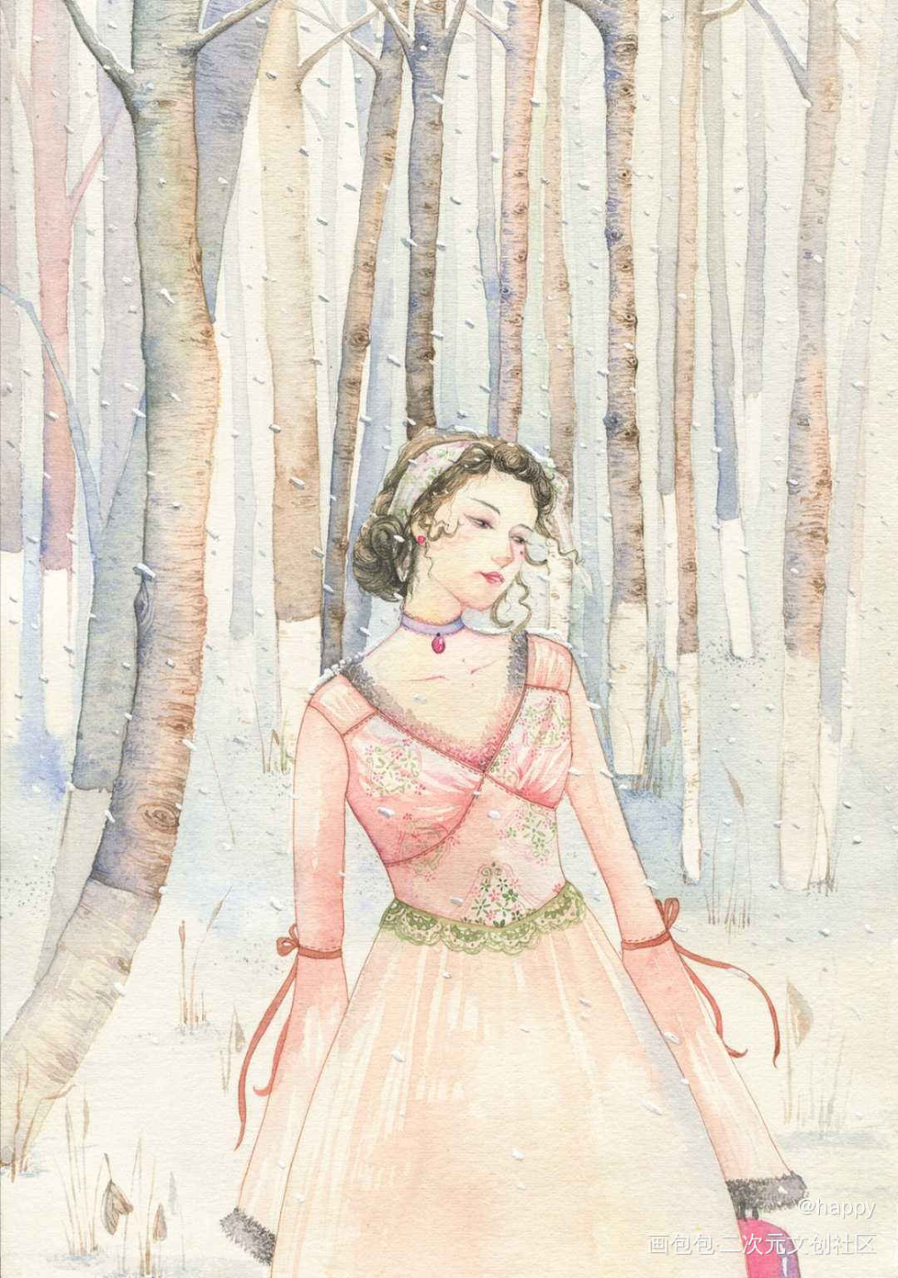 练习稿_水彩插画原创人物绘画作品