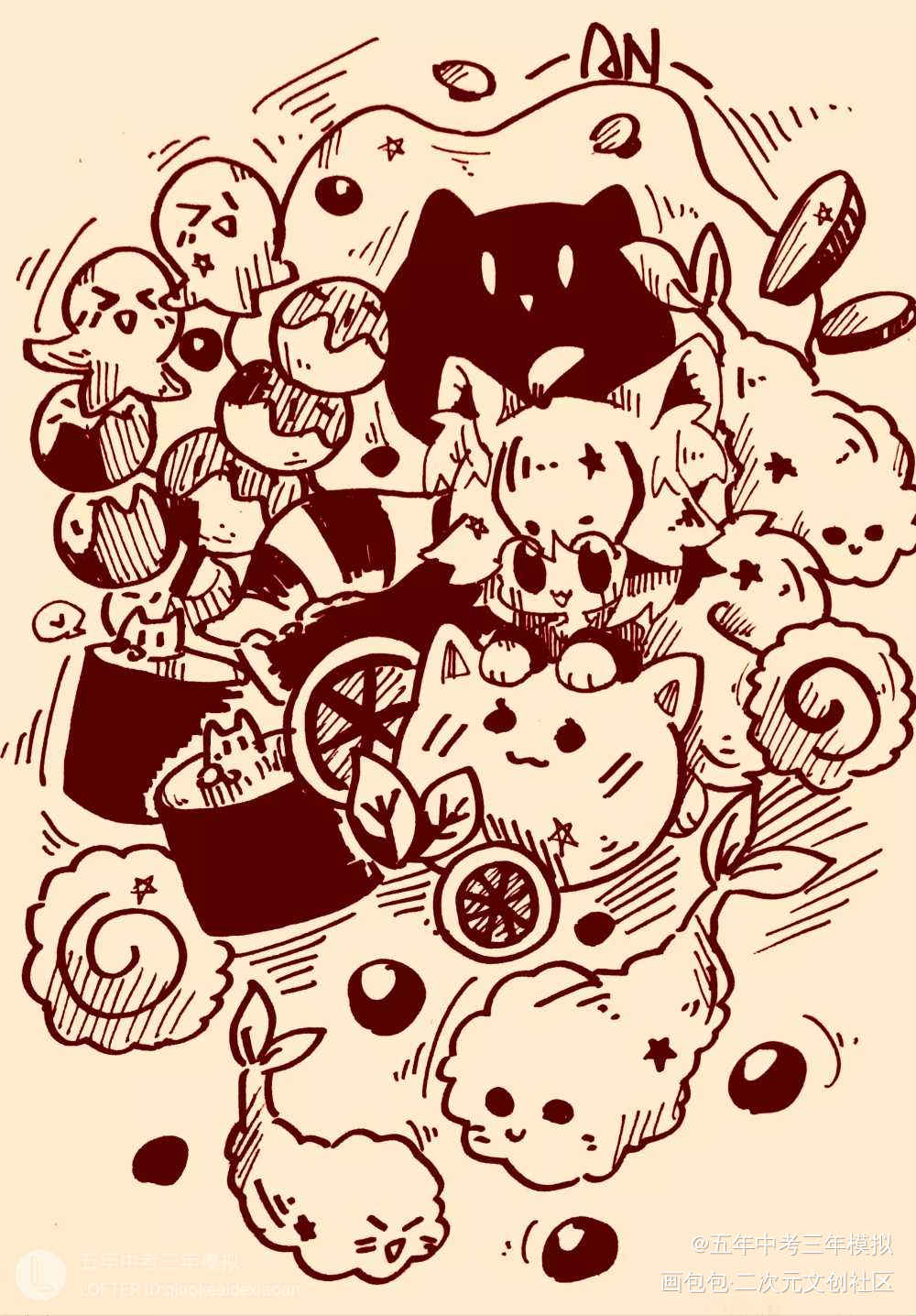 是去年给亲友画的卡片_凹凸世界金Q版头像插画绘画作品