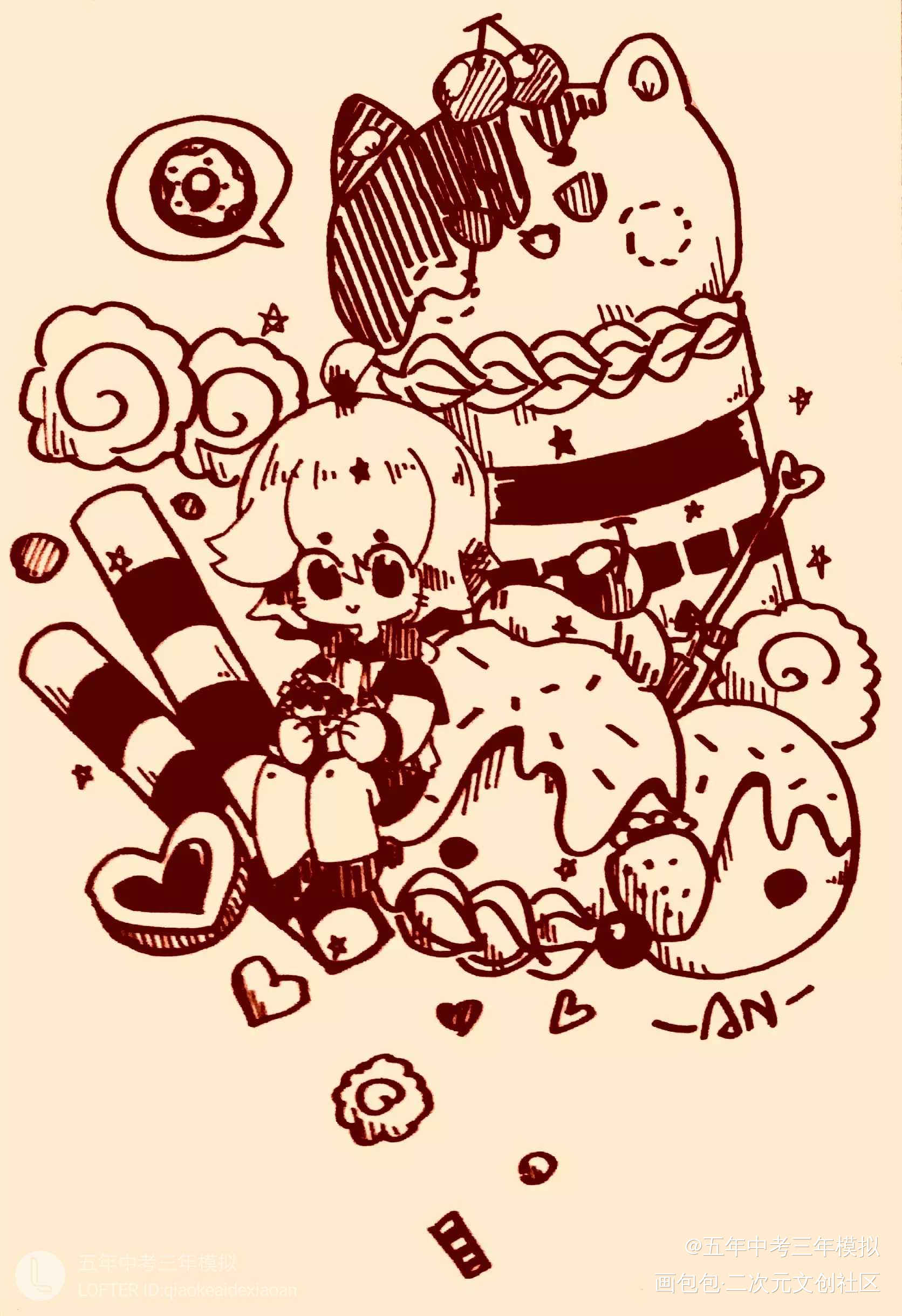 是去年给亲友画的卡片_凹凸世界金Q版头像插画绘画作品