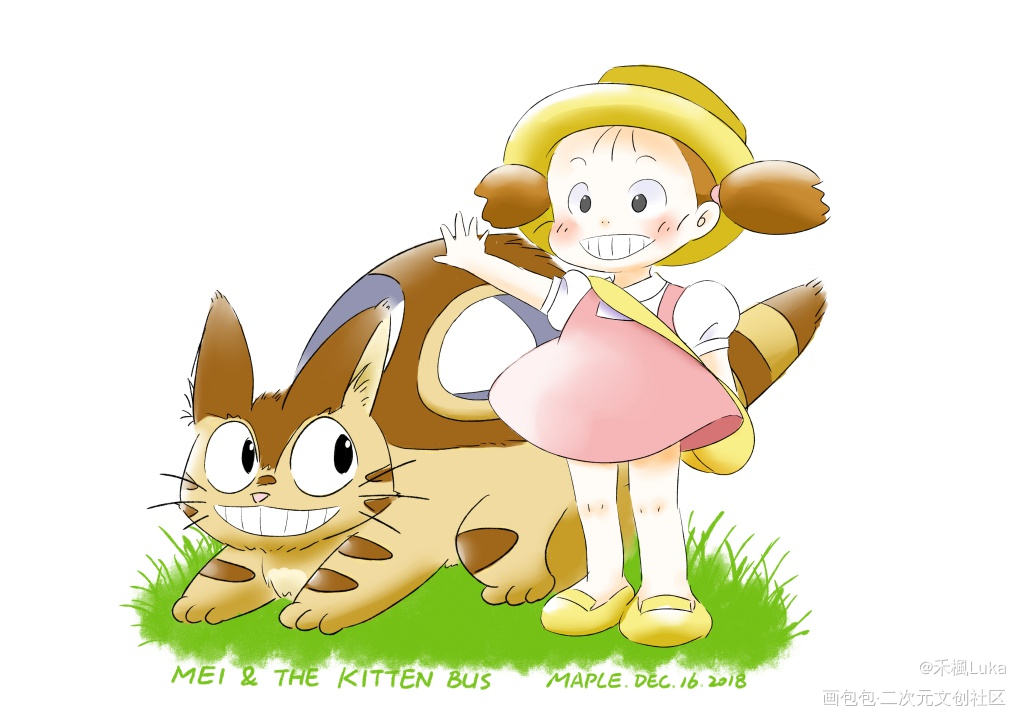 小梅和小猫巴士_龙猫龙猫小猫巴士小梅立绘平涂日系吉卜力萝莉我要上首推头像绘画作品