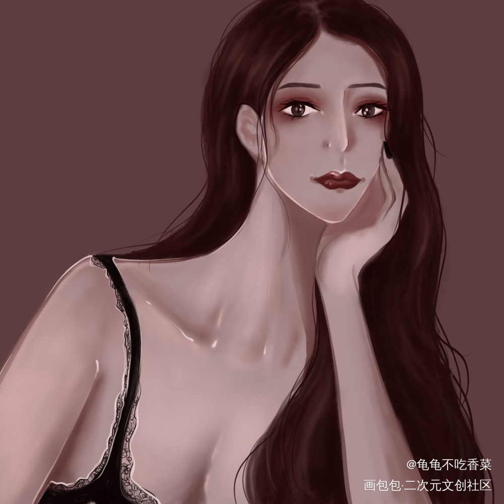 长发姐姐_平涂我要上首推头像长发少女oc绘画作品