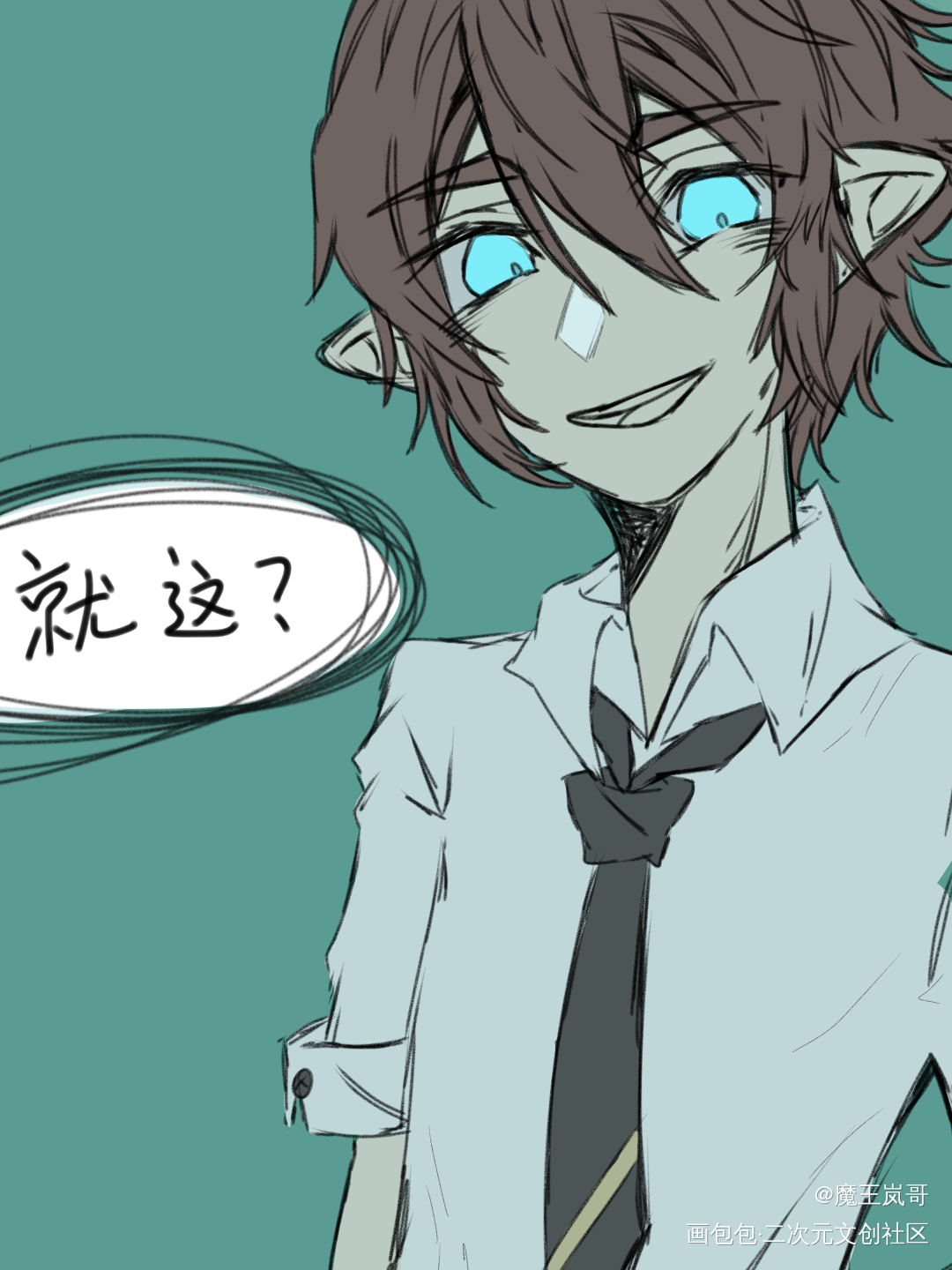 试水鸭~_凹凸世界雷狮安迷修平涂头像绘画作品