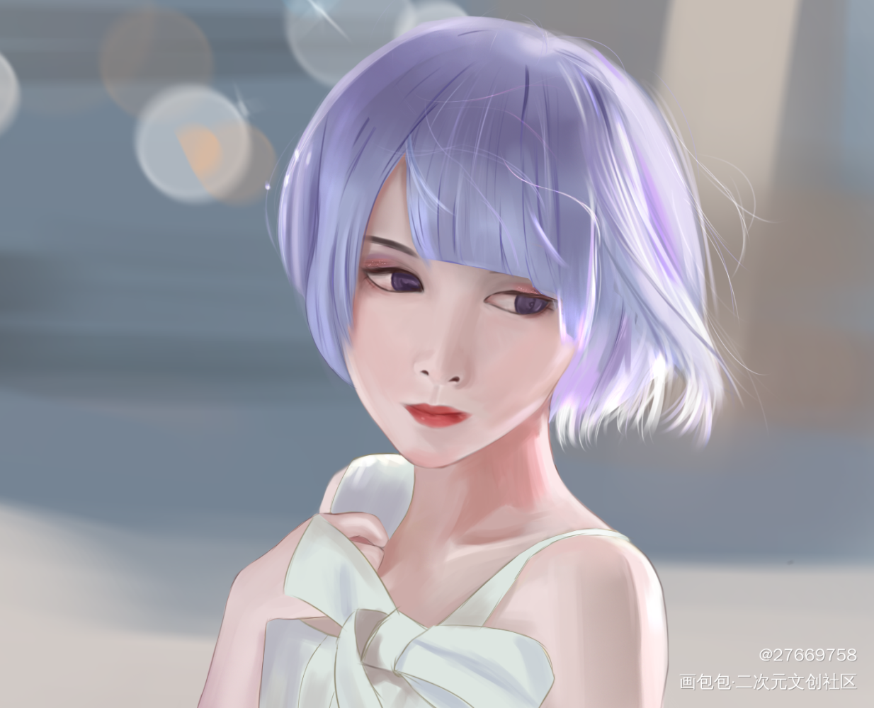 插画，头像_立绘厚涂日系头像插画茜葵あかね绘画作品