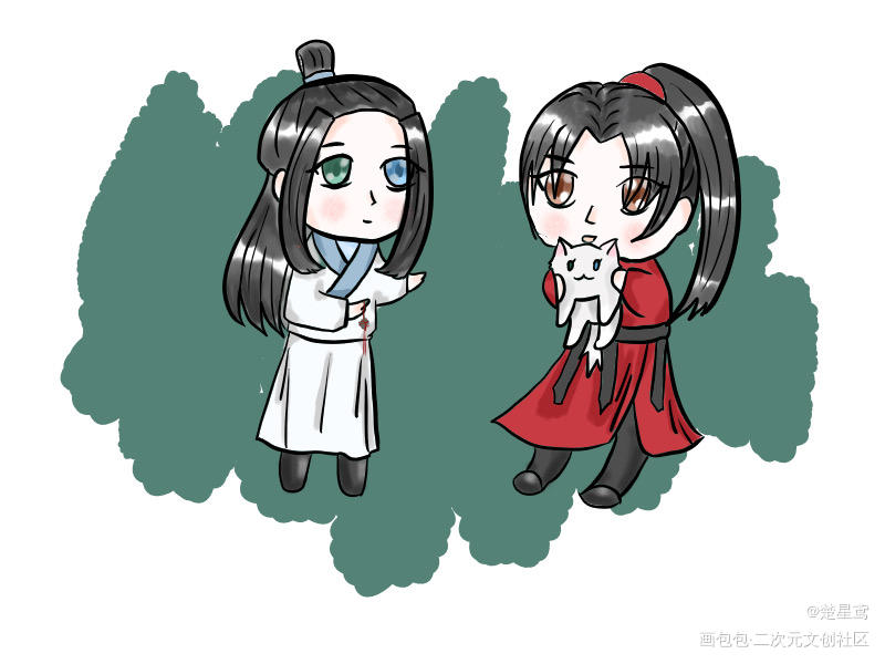 小花和小白_白敬宗政鸢Q版头像摄政王绘画作品
