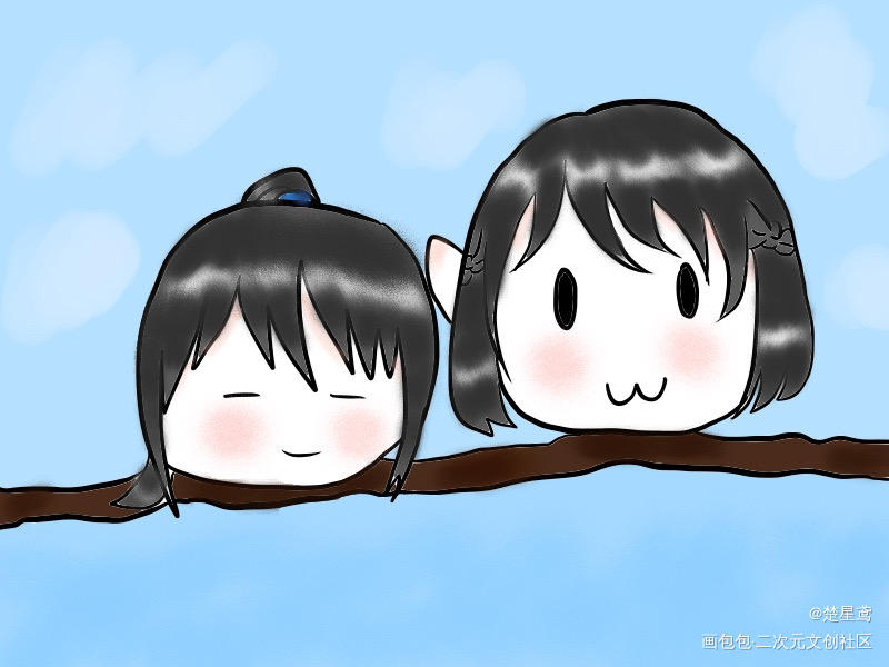 摸摸头_团子原创绘画作品