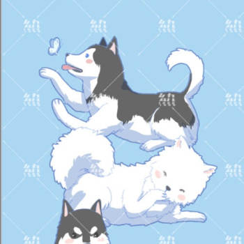 客单 雪橇三傻_阿拉斯加萨摩耶哈士奇平涂我要上首推萌宠萌宠头像原创