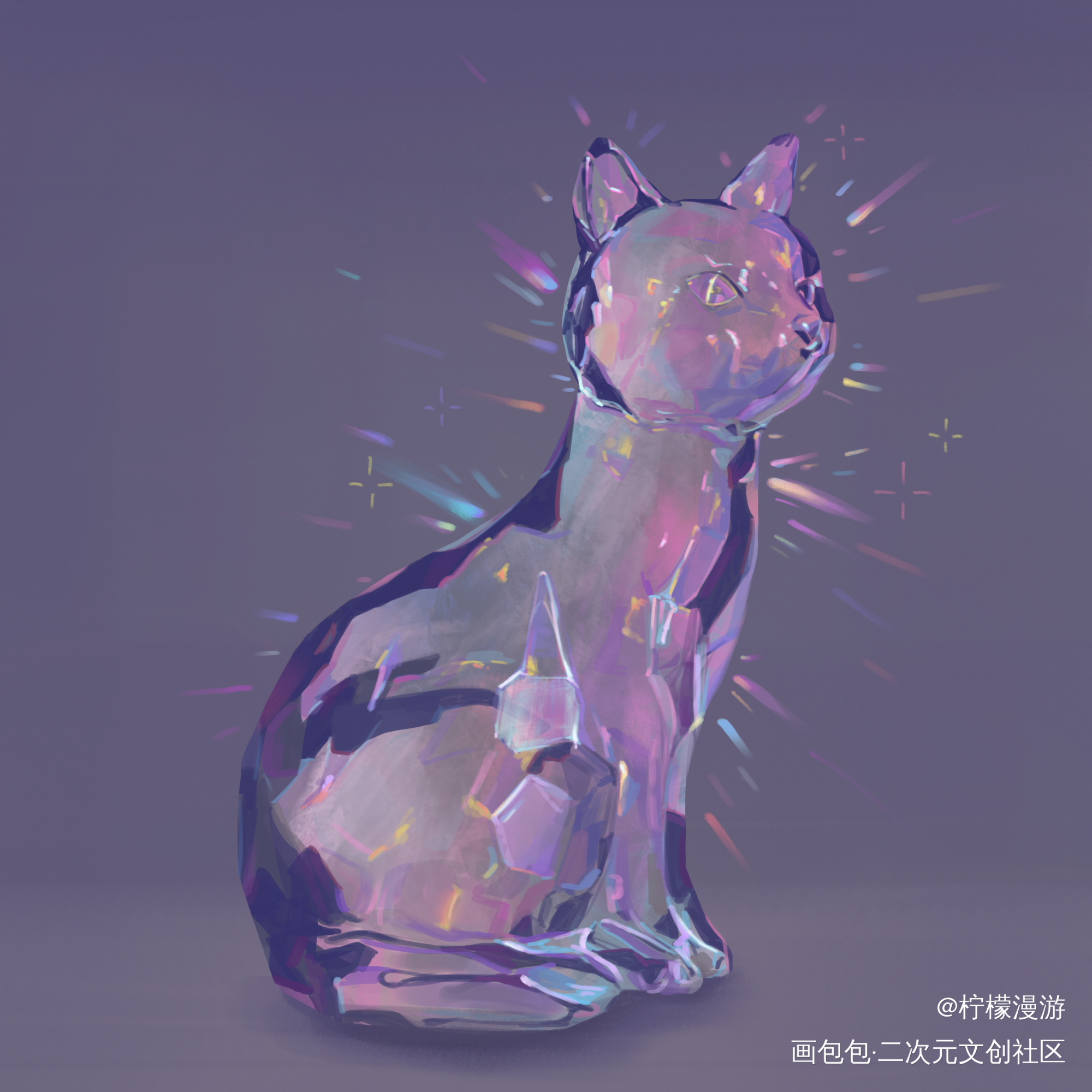 猫咪是液体做的，太冷会凝固哦_插画板绘插画首推绘画作品