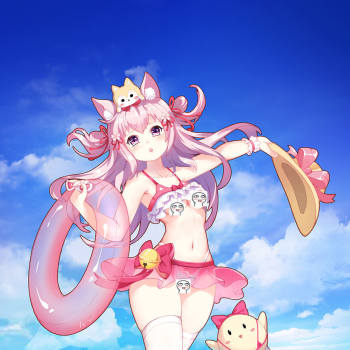 泳装萌妹_碧蓝航线立绘平涂日系q版求点评求配文我要上首推头像插画