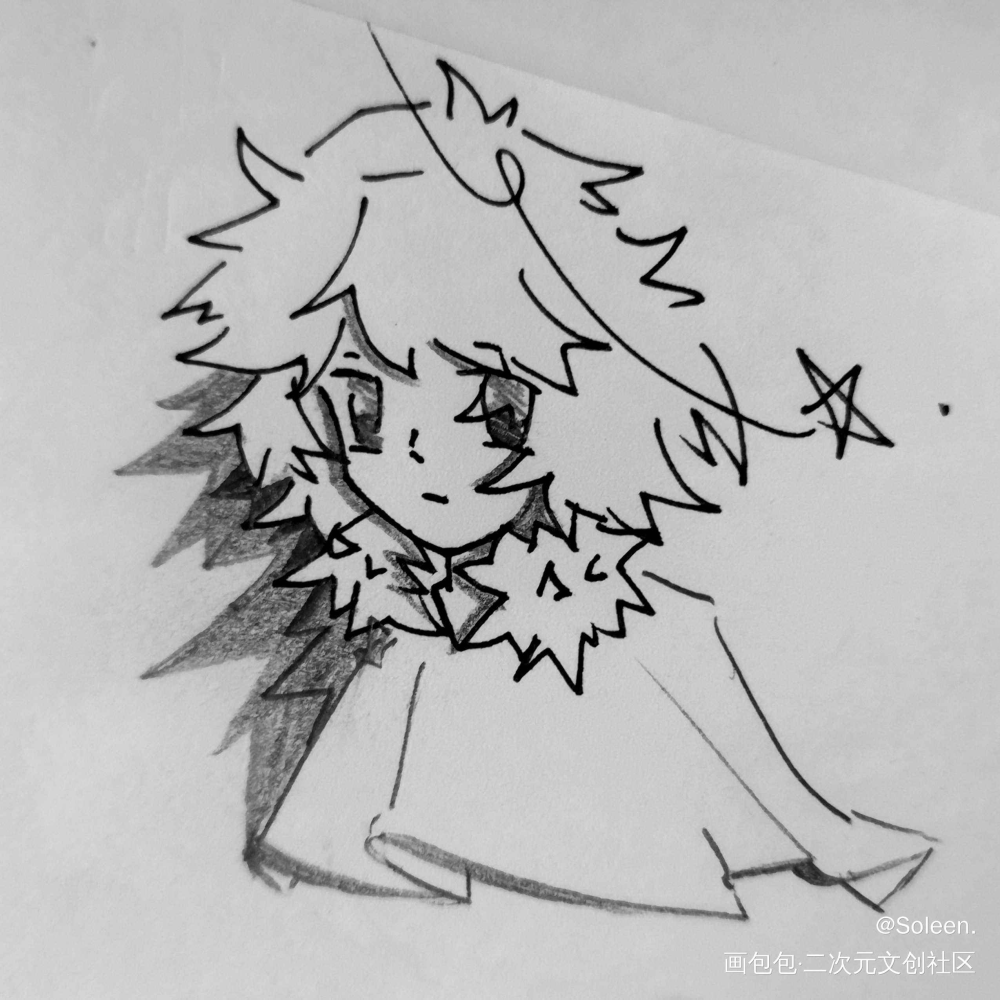 今天有点冷_草稿Q版原创绘画作品