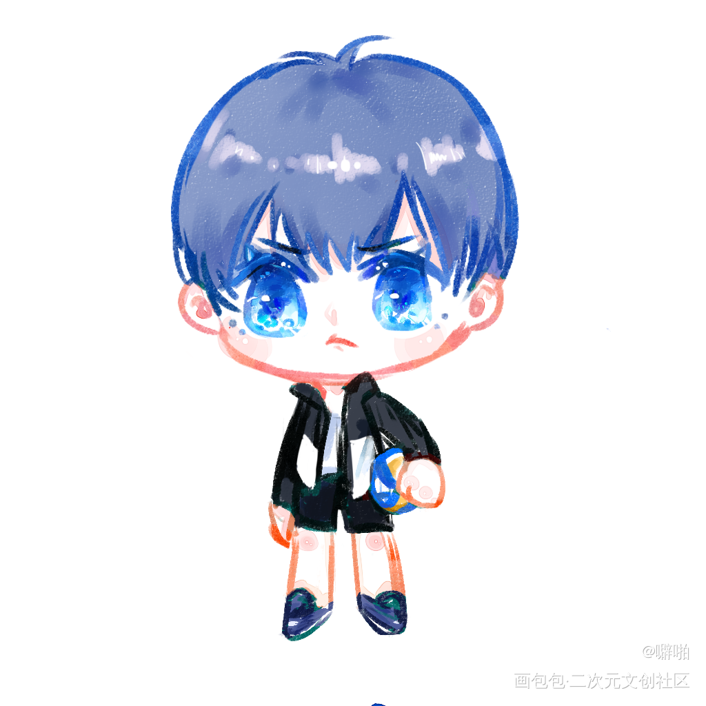 影山飞雄_排球少年影山飞雄Q版头像绘画作品