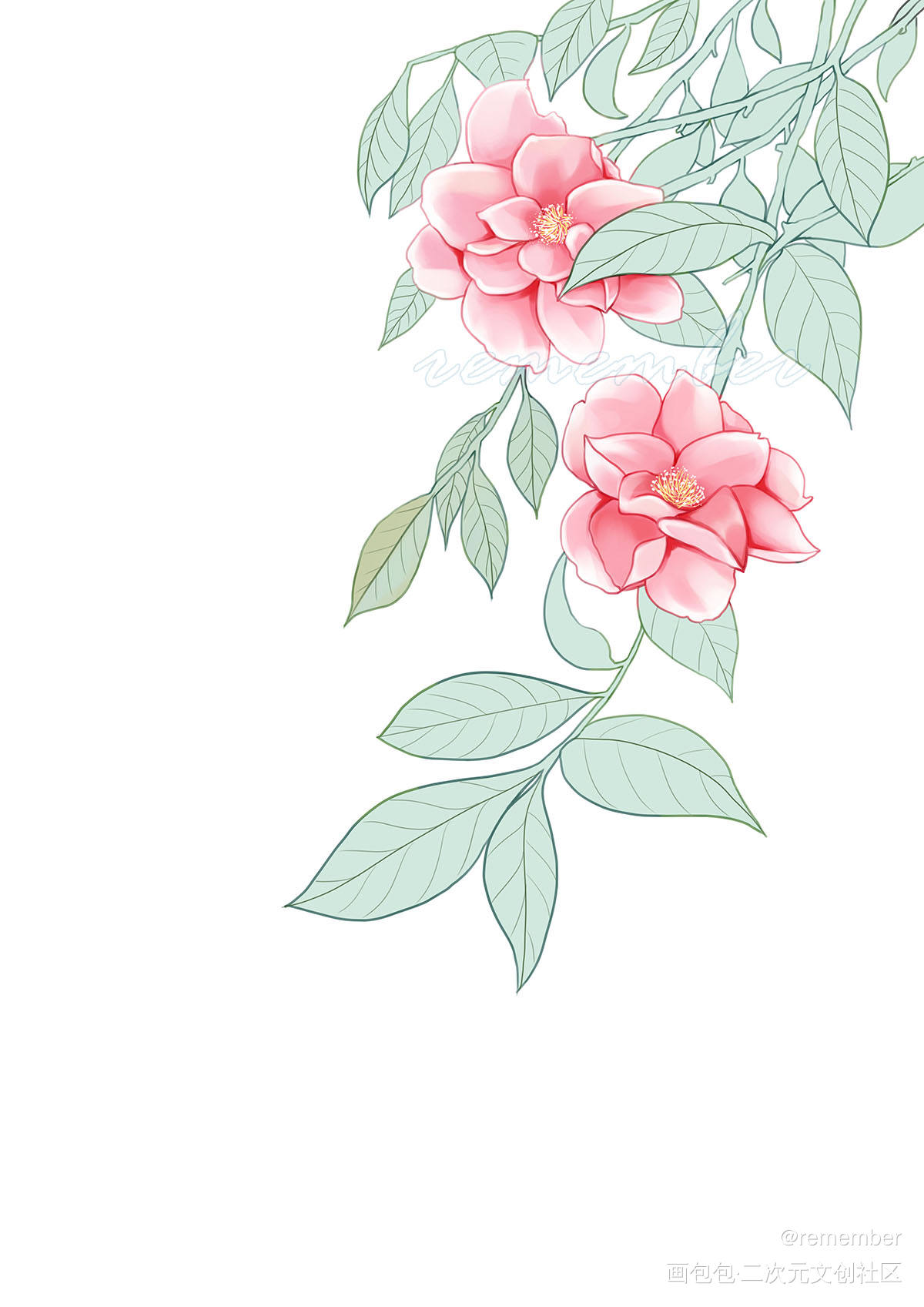 花绘 过程 插画_厚涂平涂日系花绘我要上首推插画绘画原创绘画作品