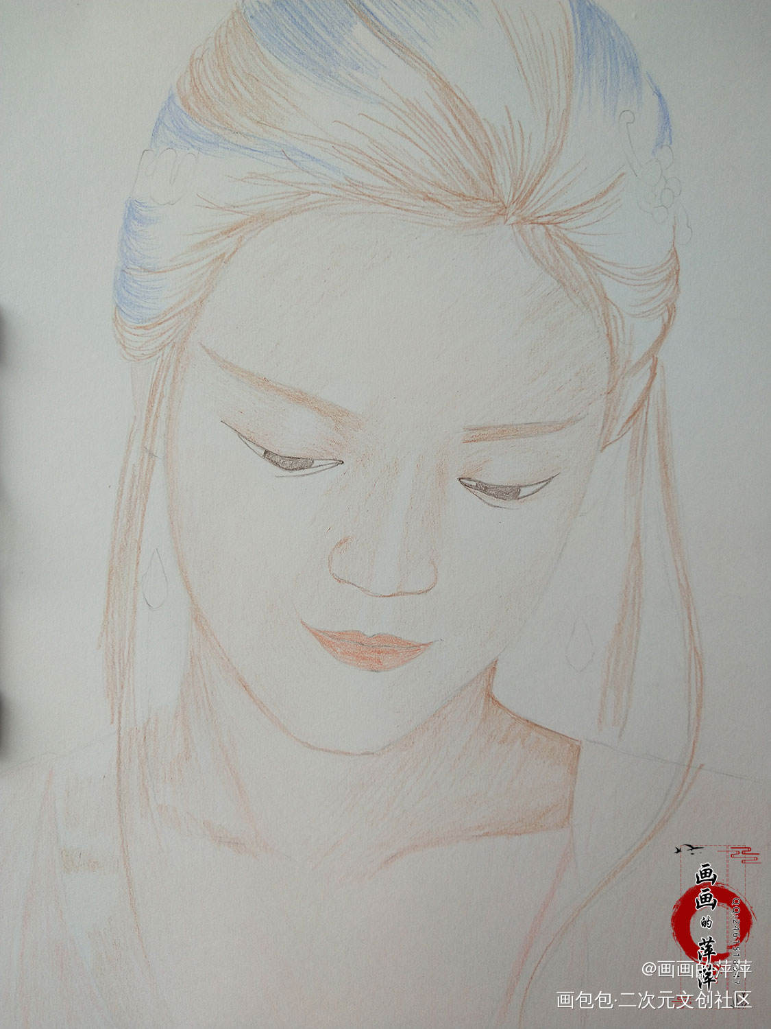香蜜沉沉烬如霜 穗禾公主彩铅_香蜜沉沉烬如霜穗禾绘画作品