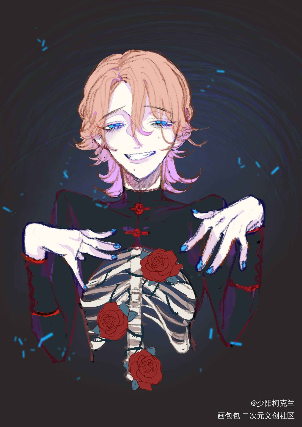 玫瑰_摸鱼原创绘画作品