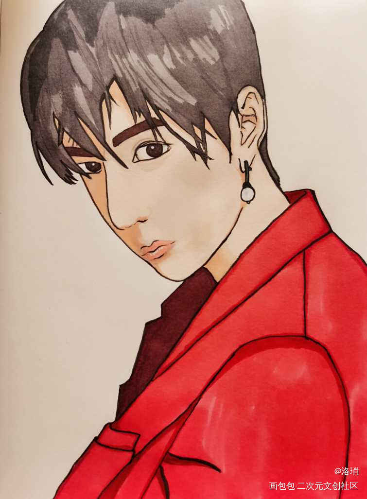 带珍珠耳环的酷盖_蓝忘机博君一肖绘画作品