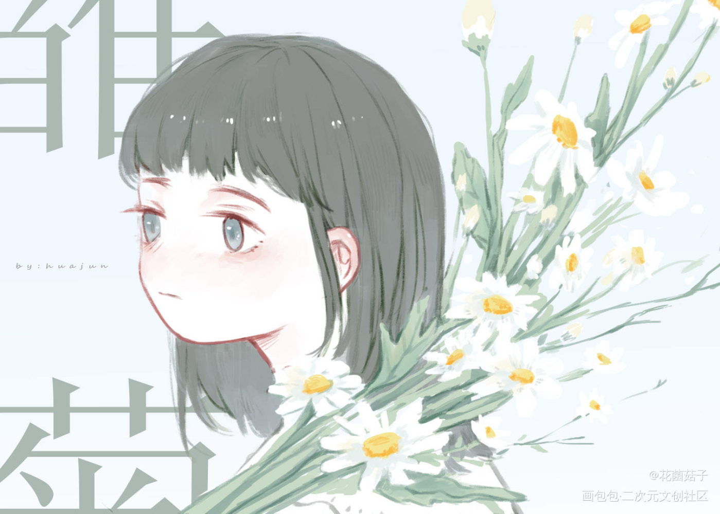 雏 菊_条漫花菌绘画作品