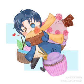 鱼鱼_全职高手喻文州平涂q版头像绘画作品