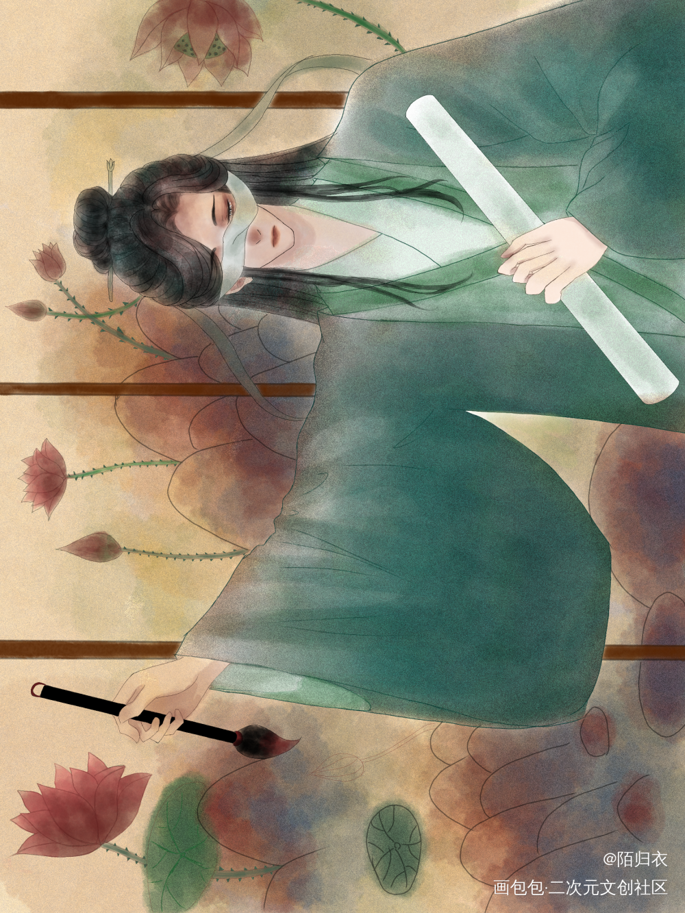 盲眼画师_盲眼画师古风人物古风求配文我要上首推插画原创绘画作品