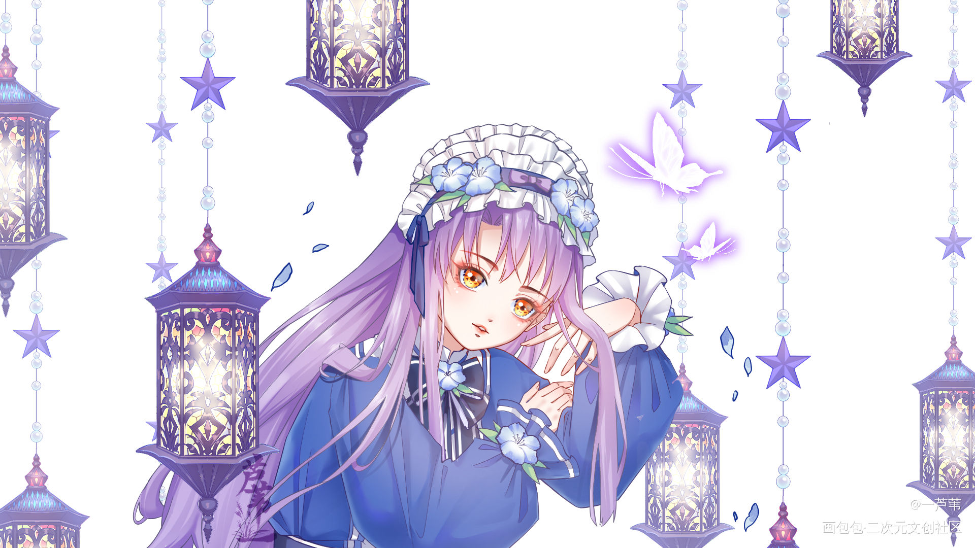 少女_日系花卉我要上首推少女插画原创绘画作品