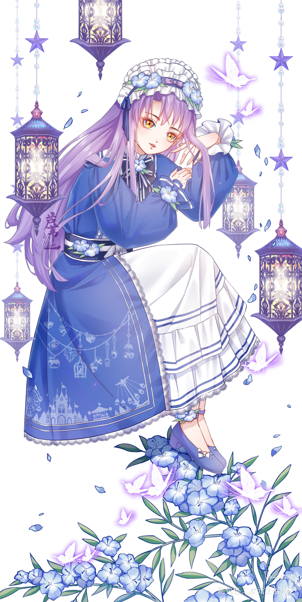 少女_日系花卉我要上首推少女插画原创绘画作品