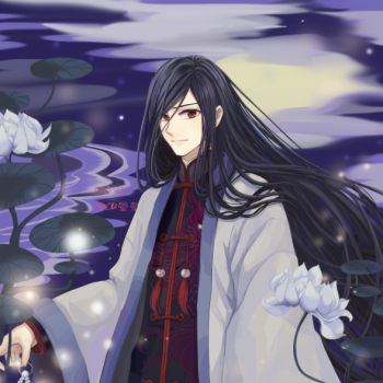 长发的哑舍老板_哑舍哑舍老板厚涂日系头像插画绘画作品