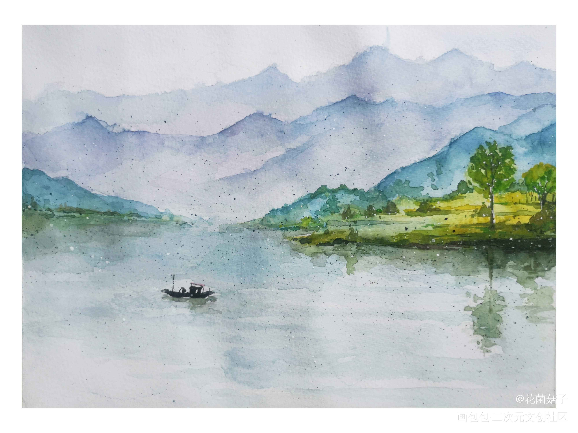 水彩场景_水彩照片练习花菌绘画作品