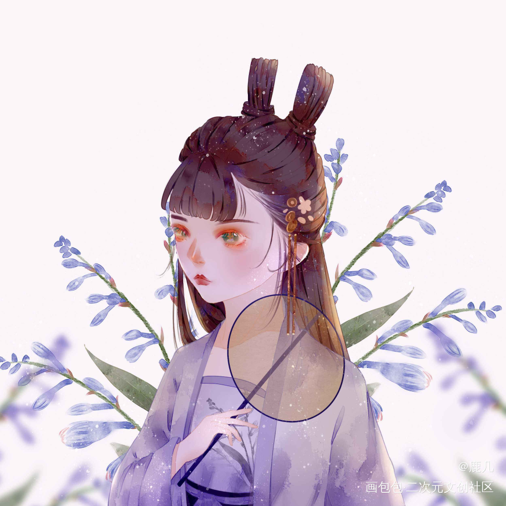 滴_一梦江湖平涂少女tag头像插画绘画作品