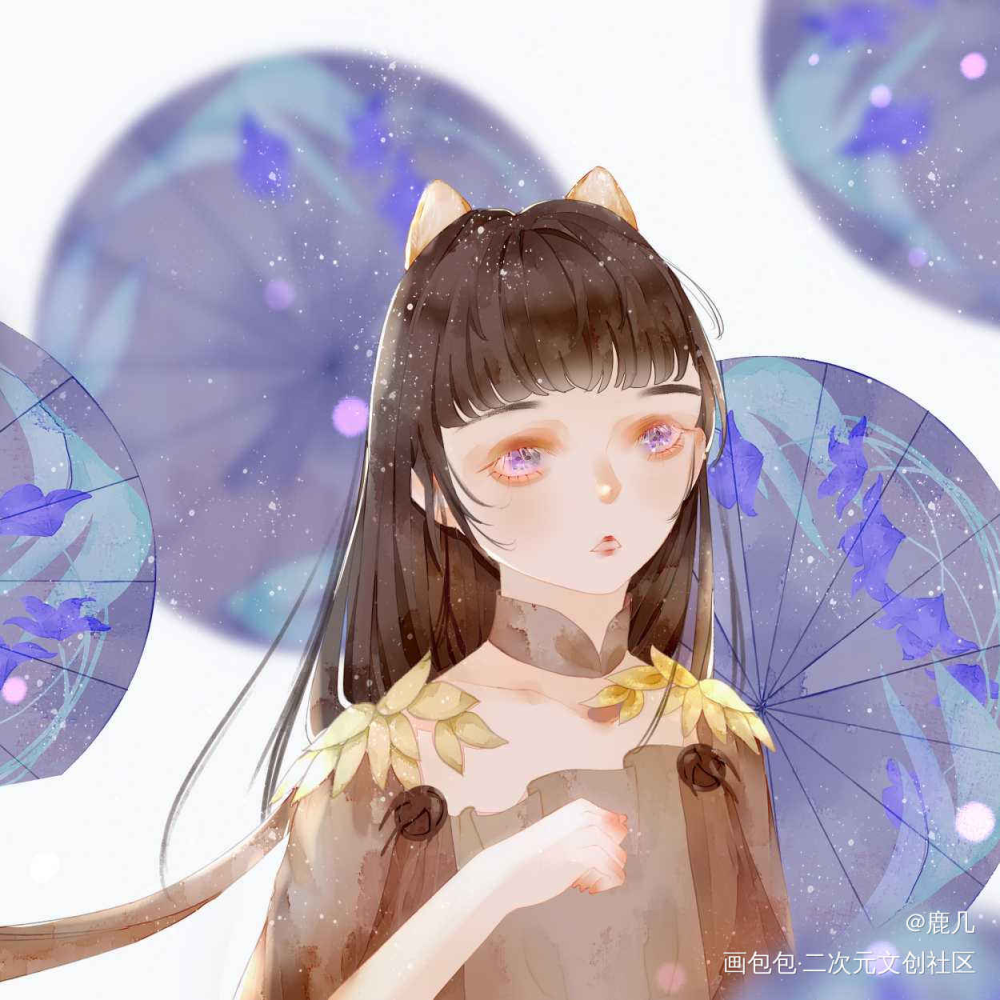 滴_一梦江湖平涂少女tag头像插画绘画作品