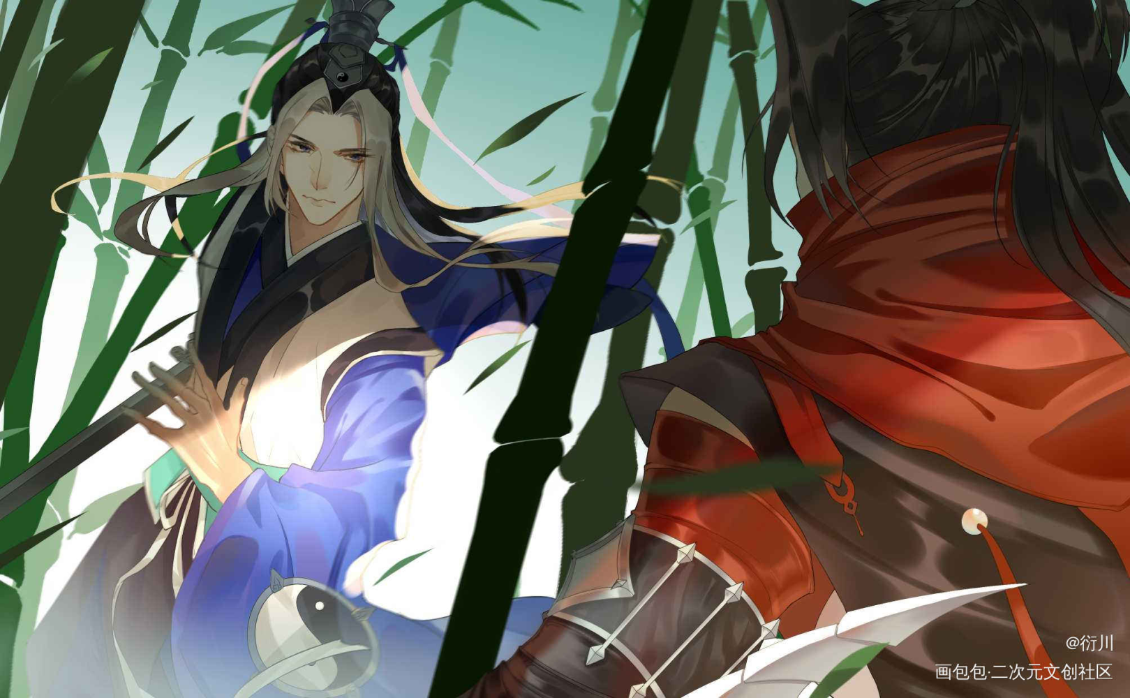 姬祁_剑网3暗箱组姬祁祁进姬别情平涂日系我要上首推头像插画绘画作品