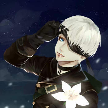 尼尔 9s_尼尔机械纪元9s厚涂日系头像插画绘画作品