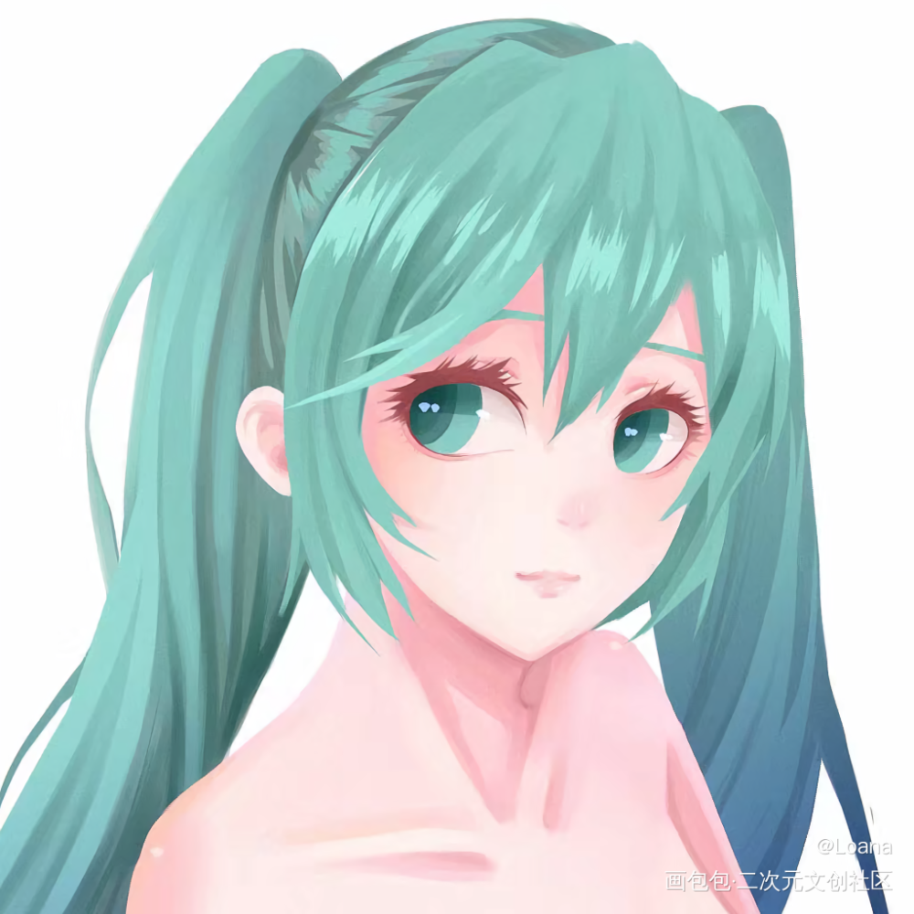 快速涂一只miku_VOCALOIDmiku半厚涂日系头像初音miku绘画作品