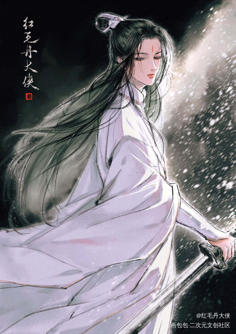 六爻，严争鸣_六爻严争鸣厚涂平涂日系头像插画绘画作品