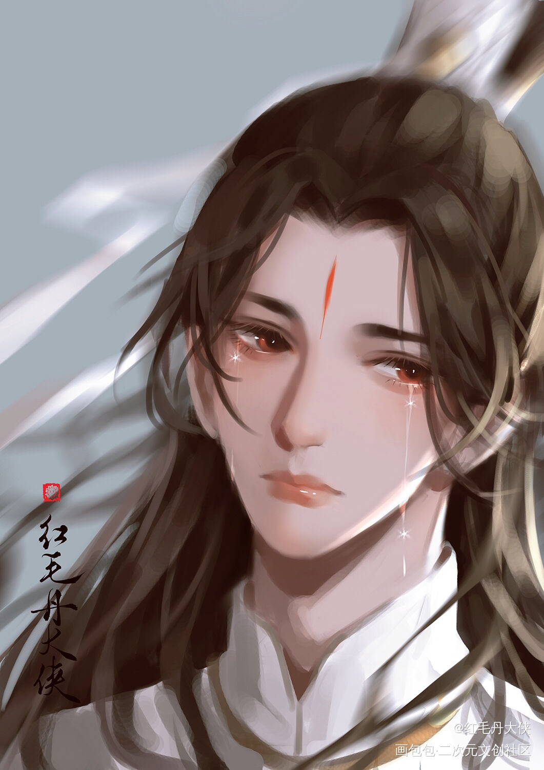 六爻，严争鸣_六爻严争鸣厚涂平涂日系头像插画绘画作品