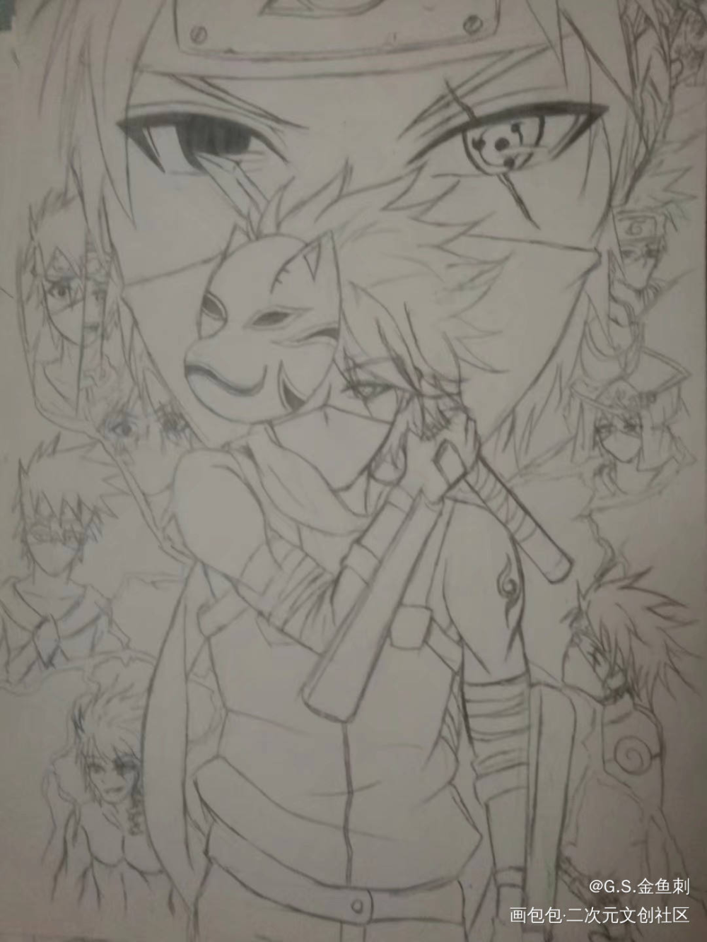 火影忍者•第七班_火影忍者手绘绘画作品
