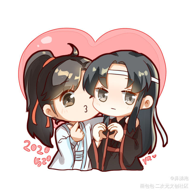 520_魔道祖师蓝忘机魏无羡Q版头像绘画作品