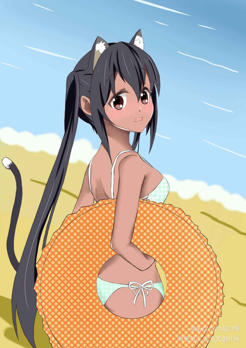 阿梓喵_轻音少女中野梓平涂日系绘画作品