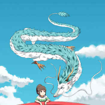 千寻与白龙_千与千寻白龙千寻平涂日系求点评我要上首推头像插画绘画